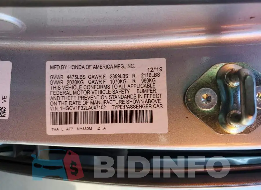 1HGCV1F32LA047102 Photo# 13