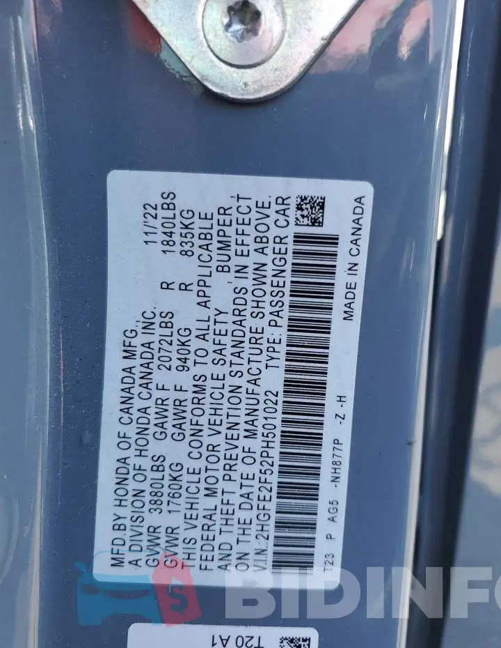 2HGFE2F52PH501022 Photo# 12