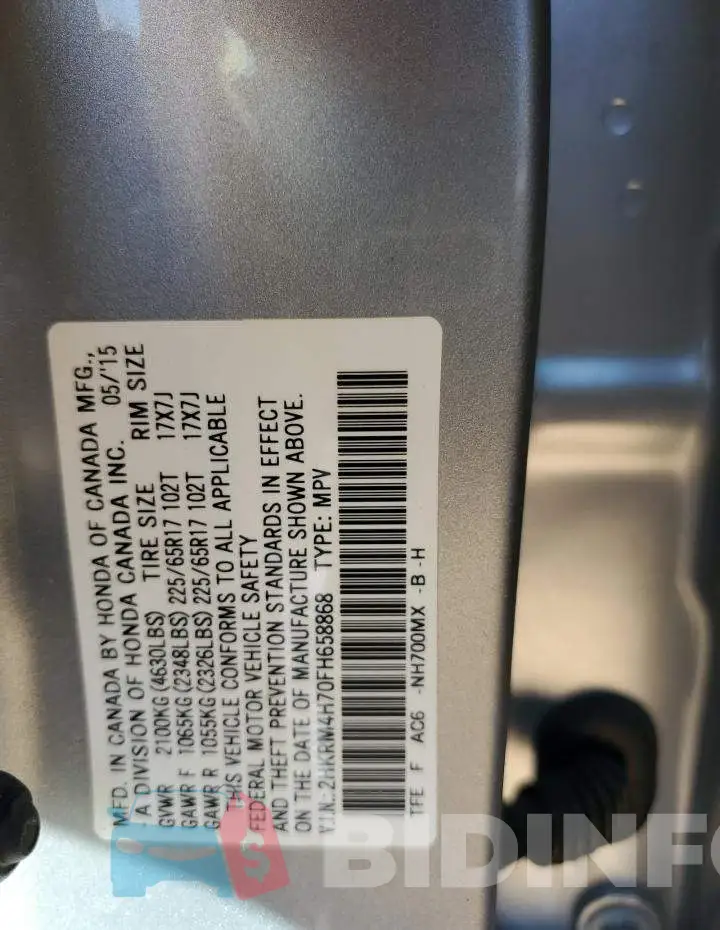 2HKRM4H70FH658868 Photo# 13