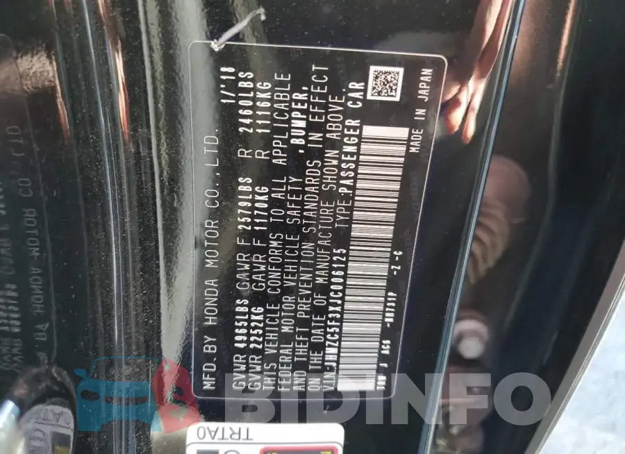 JHMZC5F3XJC006125 Photo# 12