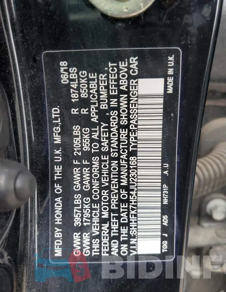 SHHFK7H54JU230168 Photo# 12
