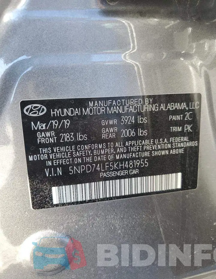5NPD74LF5KH481955 Photo# 12