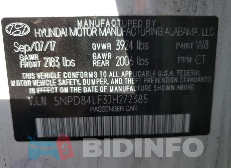 5NPD84LF3JH272385 Photo# 12