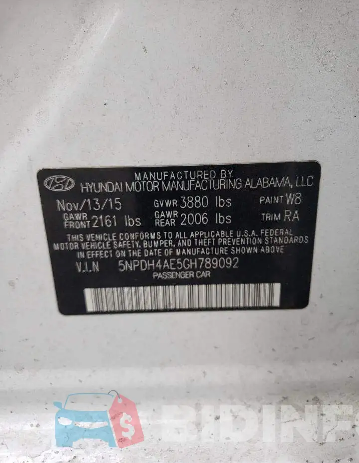 5NPDH4AE5GH789092 Photo# 12