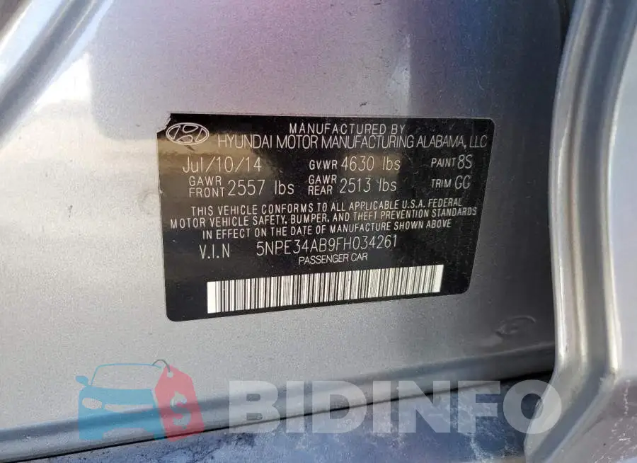 5NPE34AB9FH034261 Photo# 12