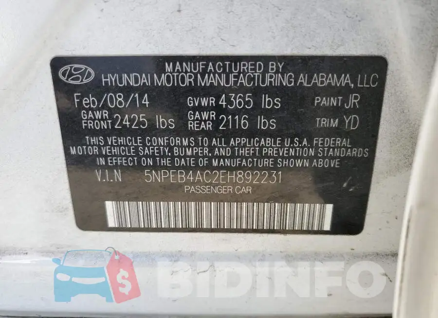 5NPEB4AC2EH892231 Photo# 12