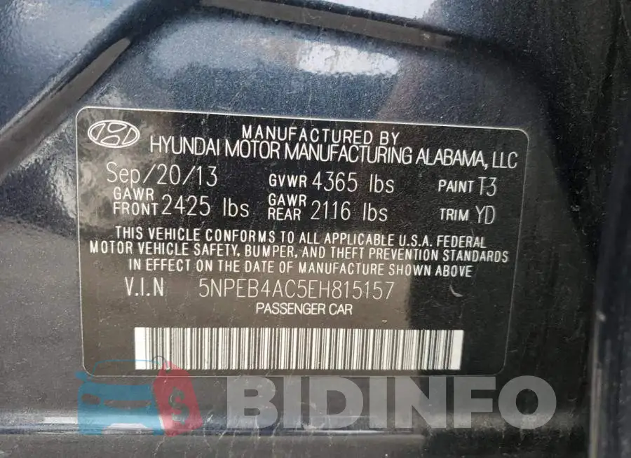 5NPEB4AC5EH815157 Photo# 12