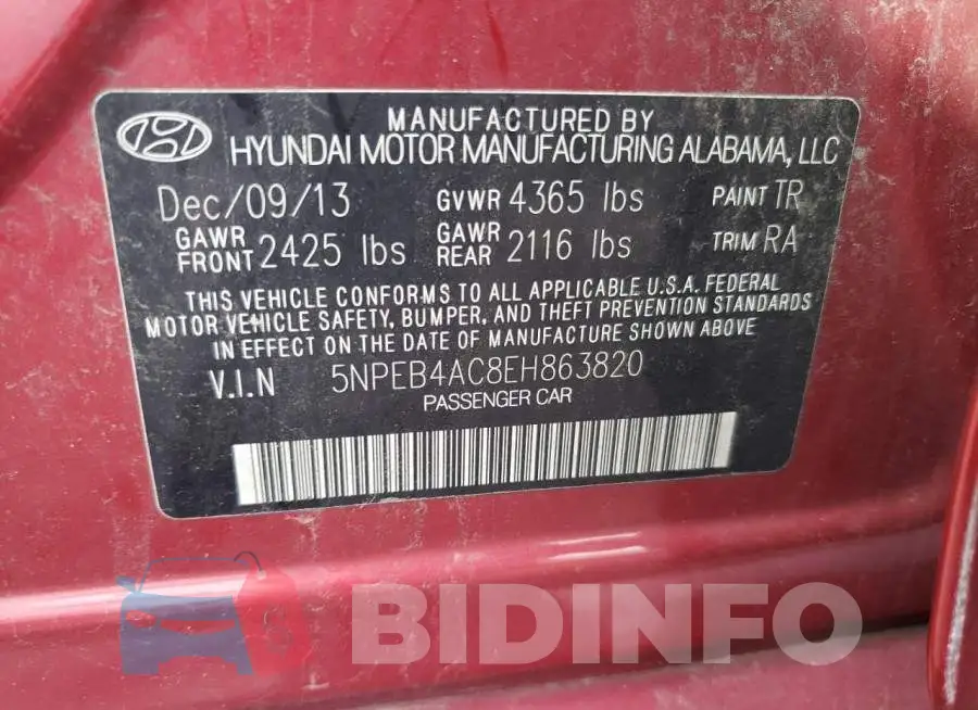 5NPEB4AC8EH863820 Photo# 12