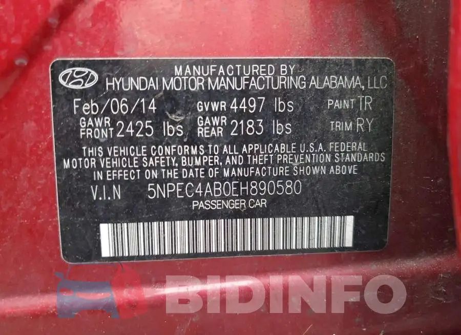 5NPEC4AB0EH890580 Photo# 12