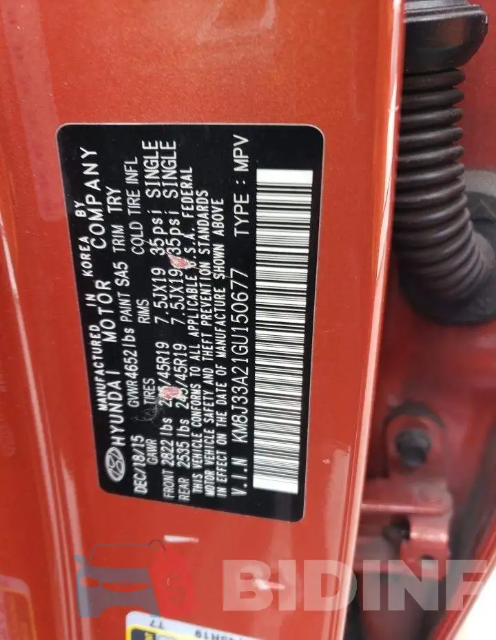 KM8J33A21GU150677 Photo# 12