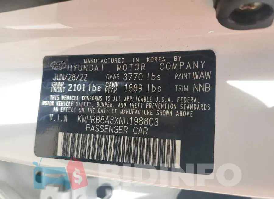 KMHRB8A3XNU198803 Photo# 13