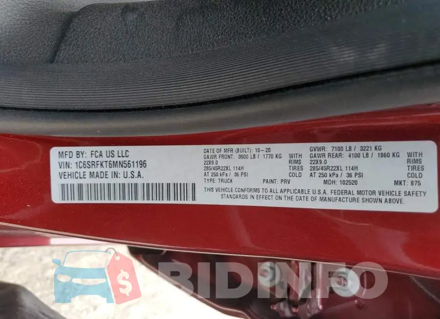 1C6SRFKT6MN561196 Photo# 12