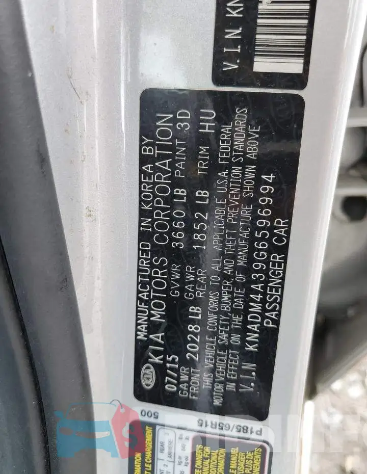 KNADM4A39G6596994 Photo# 12