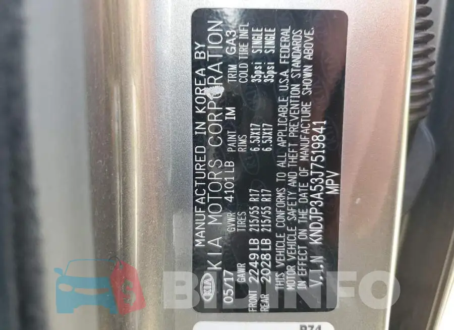 KNDJP3A53J7519841 Photo# 14