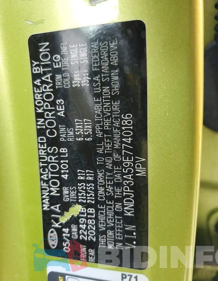 KNDJP3A59E7740186 Photo# 13
