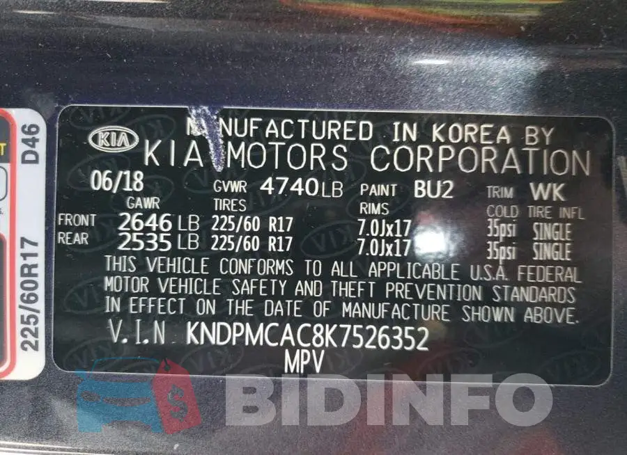 KNDPMCAC8K7526352 Photo# 13