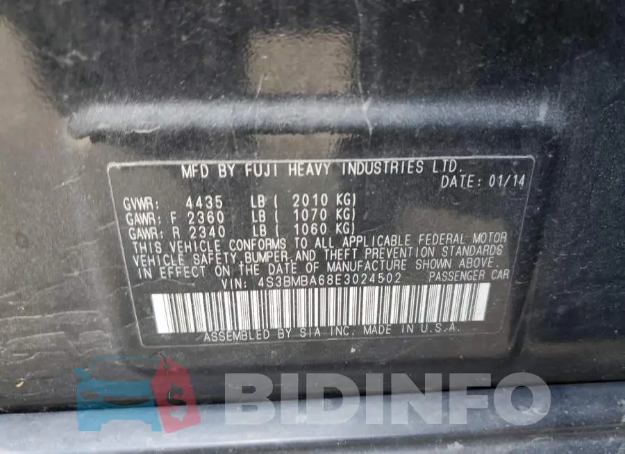 4S3BMBA68E3024502 Photo# 12