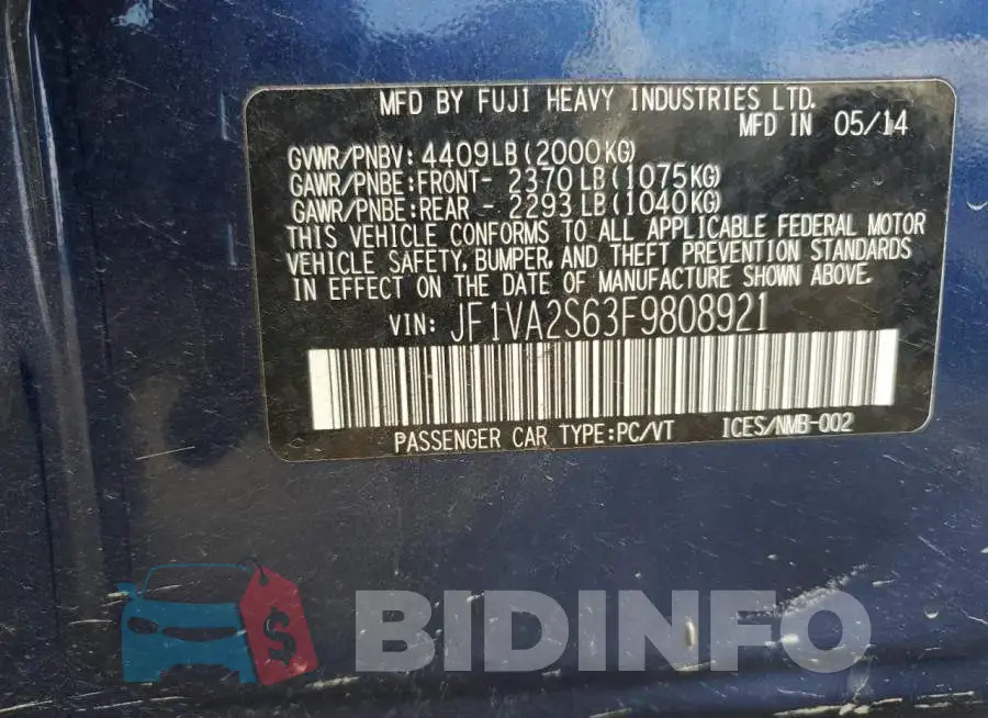 JF1VA2S63F9808921 Photo# 13
