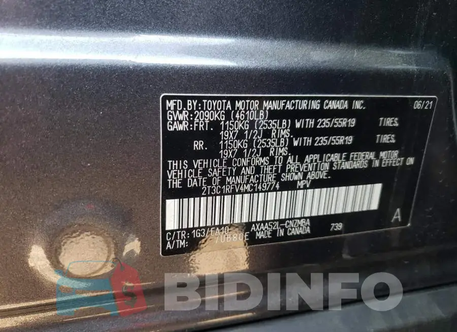2T3C1RFV4MC149774 Photo# 13