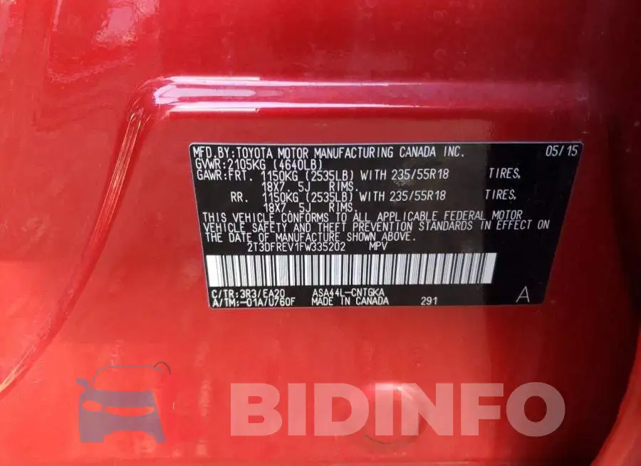 2T3DFREV1FW335202 Photo# 13