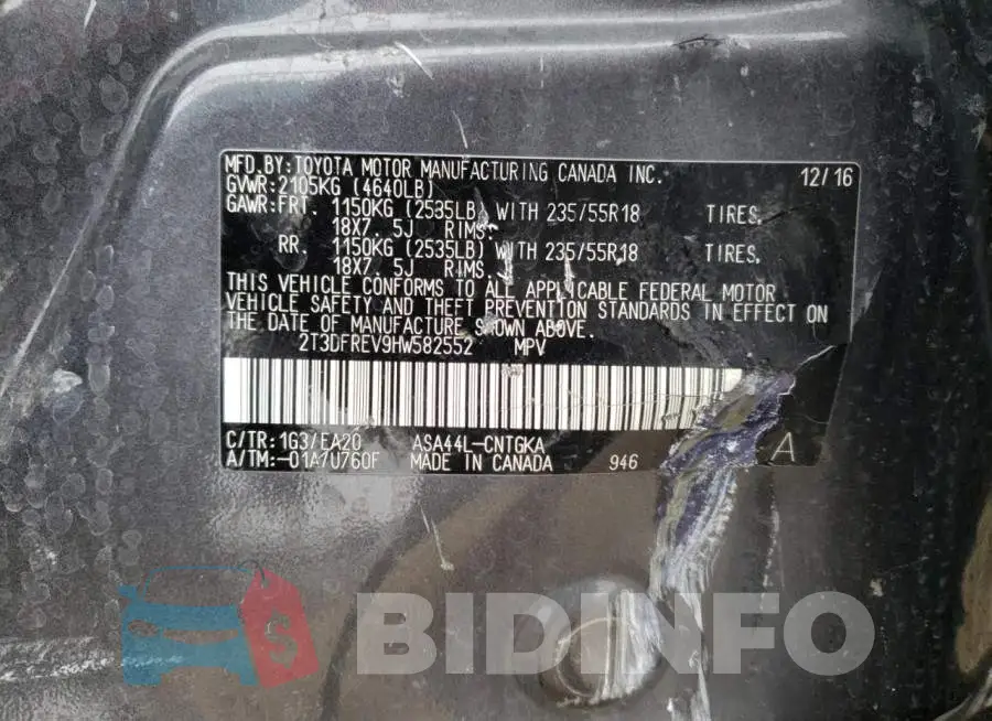 2T3DFREV9HW582552 Photo# 13