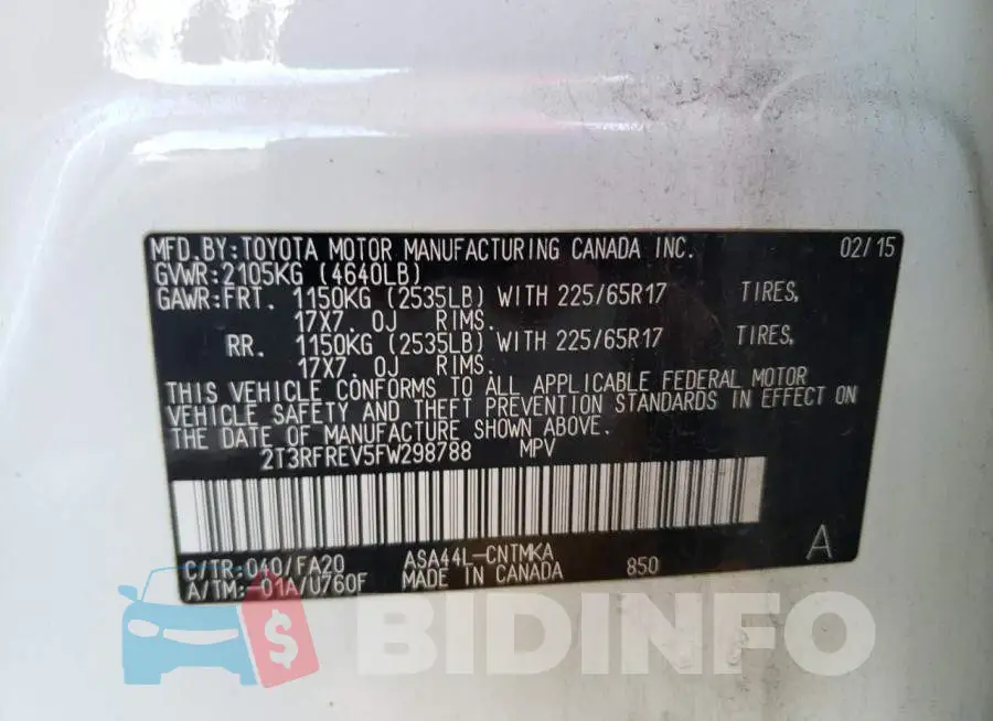 2T3RFREV5FW298788 Photo# 12