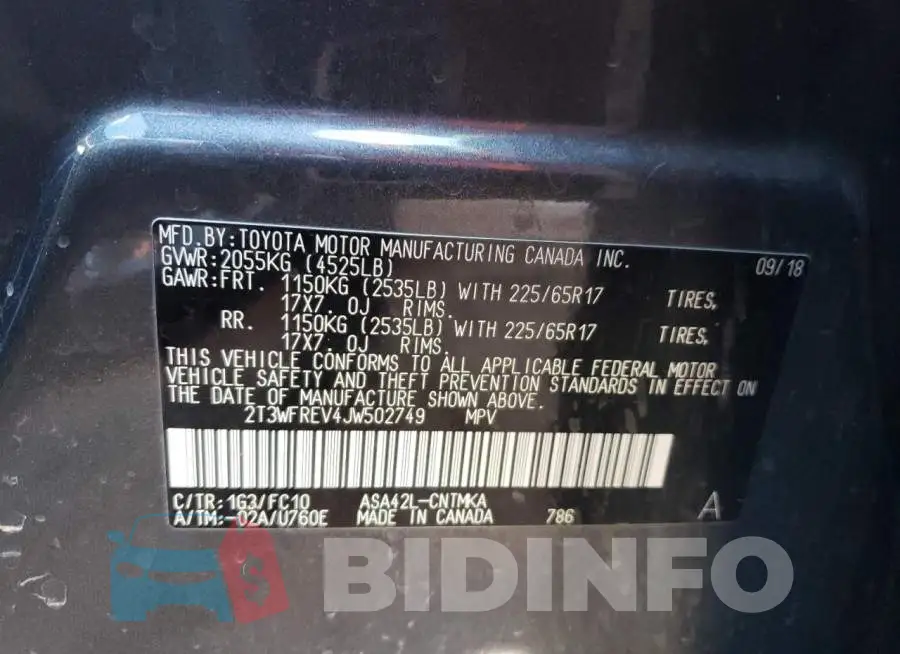 2T3WFREV4JW502749 Photo# 13