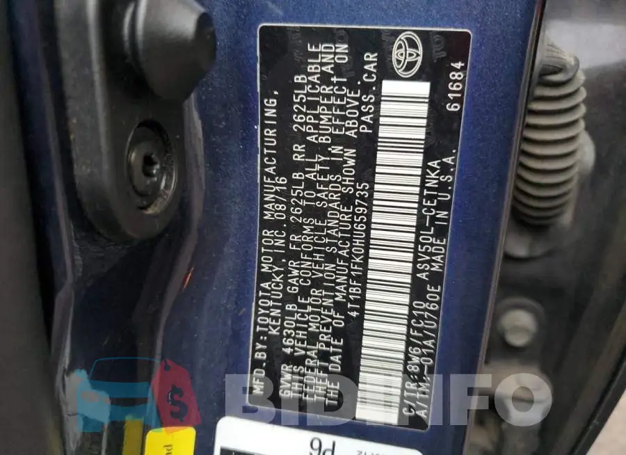 4T1BF1FK0HU659735 Photo# 12