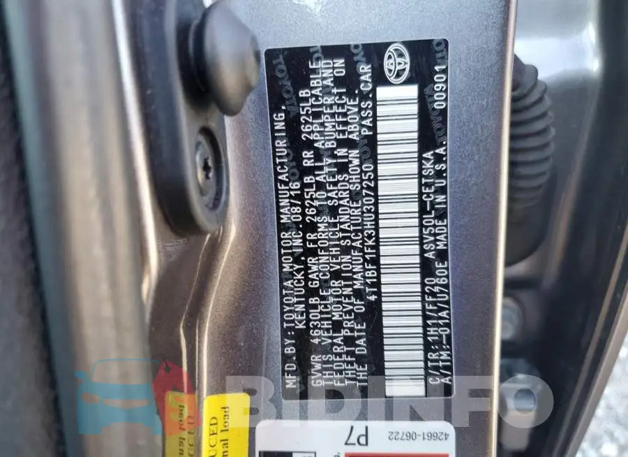 4T1BF1FK3HU307250 Photo# 13