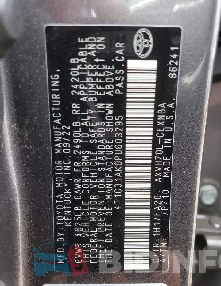 4T1C31AK0PU603295 Photo# 12