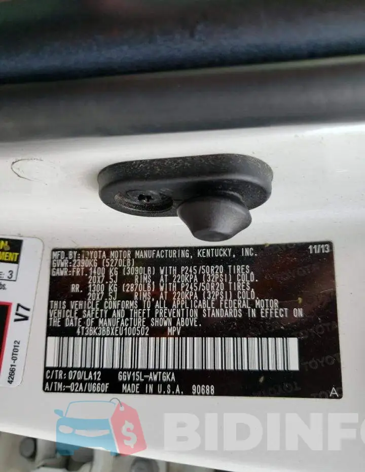 4T3BK3BBXEU100502 Photo# 14