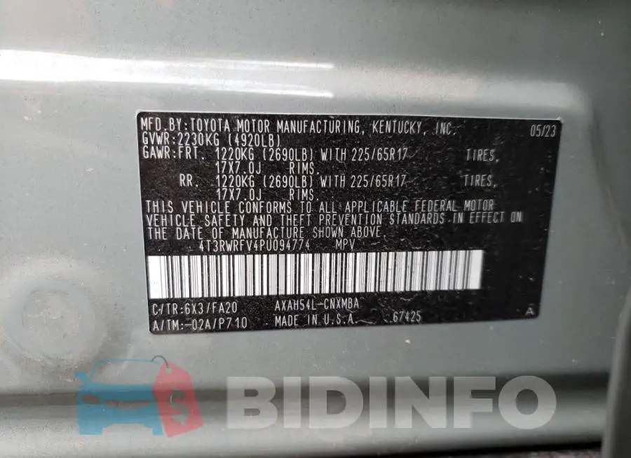 4T3RWRFV4PU094774 Photo# 12