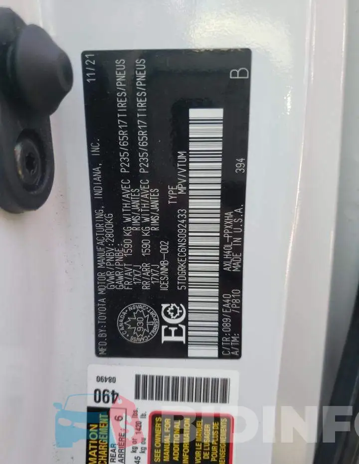 5TDGRKEC6NS092433 Photo# 13