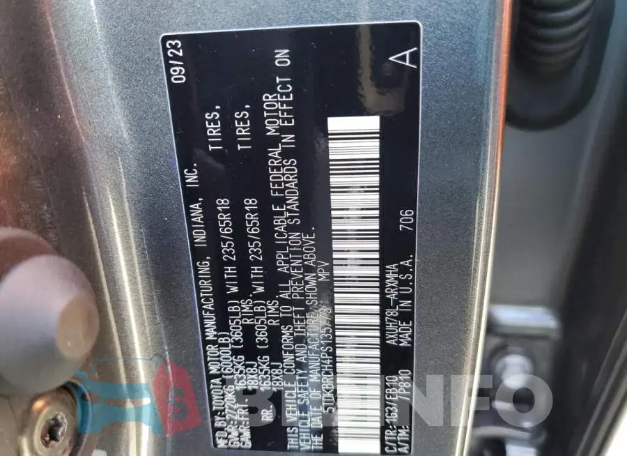 5TDKBRCH4PS135773 Photo# 13