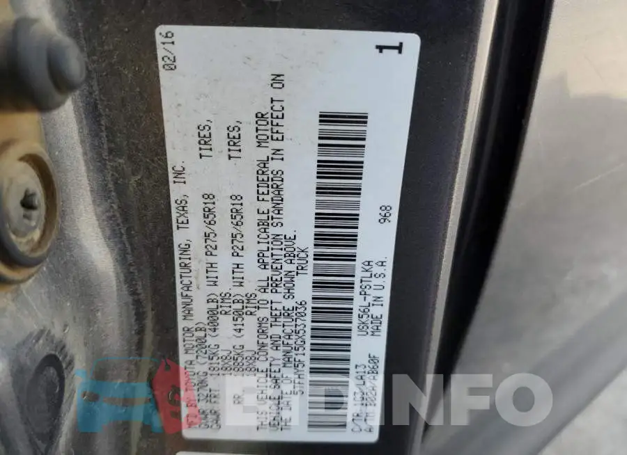 5TFHY5F15GX537036 Photo# 12