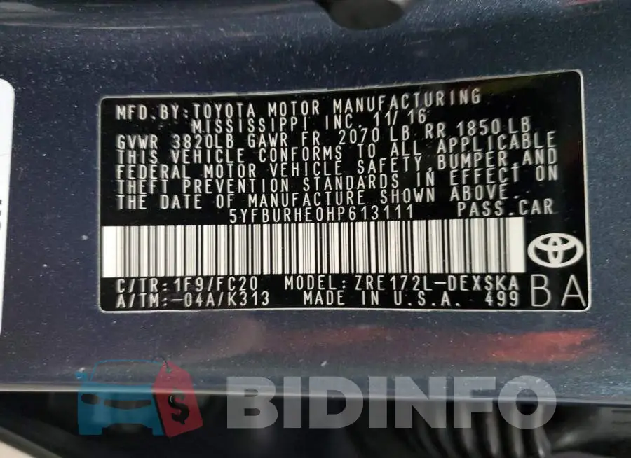 5YFBURHE0HP613111 Photo# 12