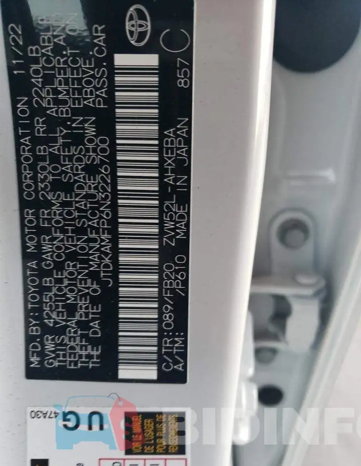 JTDKAMFP6N3226700 Photo# 12
