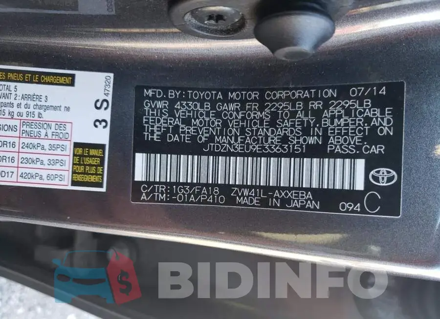 JTDZN3EU9E3363151 Photo# 12