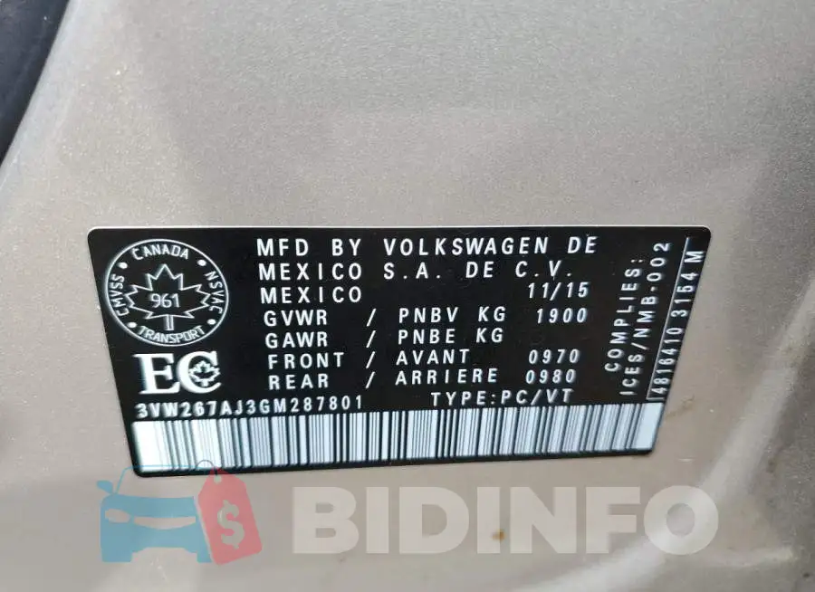 3VW267AJ3GM287801 Photo# 12