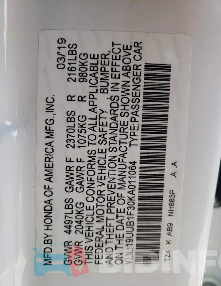 19UUB1F30KA011064 Photo# 12