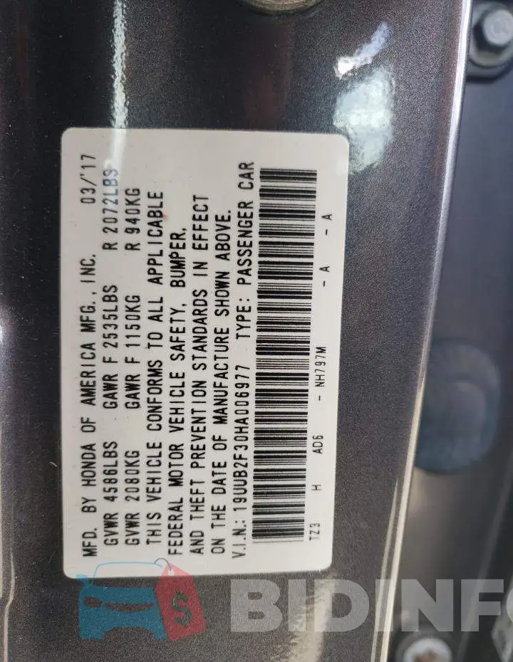 19UUB2F30HA006977 Photo# 12