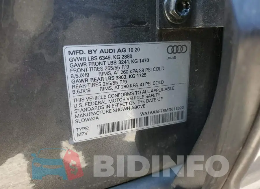WA1AXAF78MD015820 Photo# 14