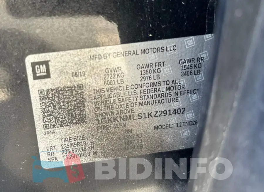 1GKKNMLS1KZ291402 Photo# 10