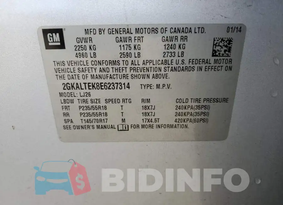 2GKALTEK8E6237314 Photo# 14