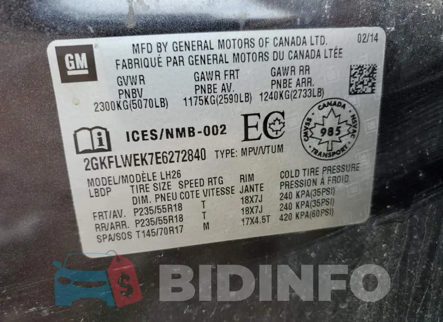 2GKFLWEK7E6272840 Photo# 13