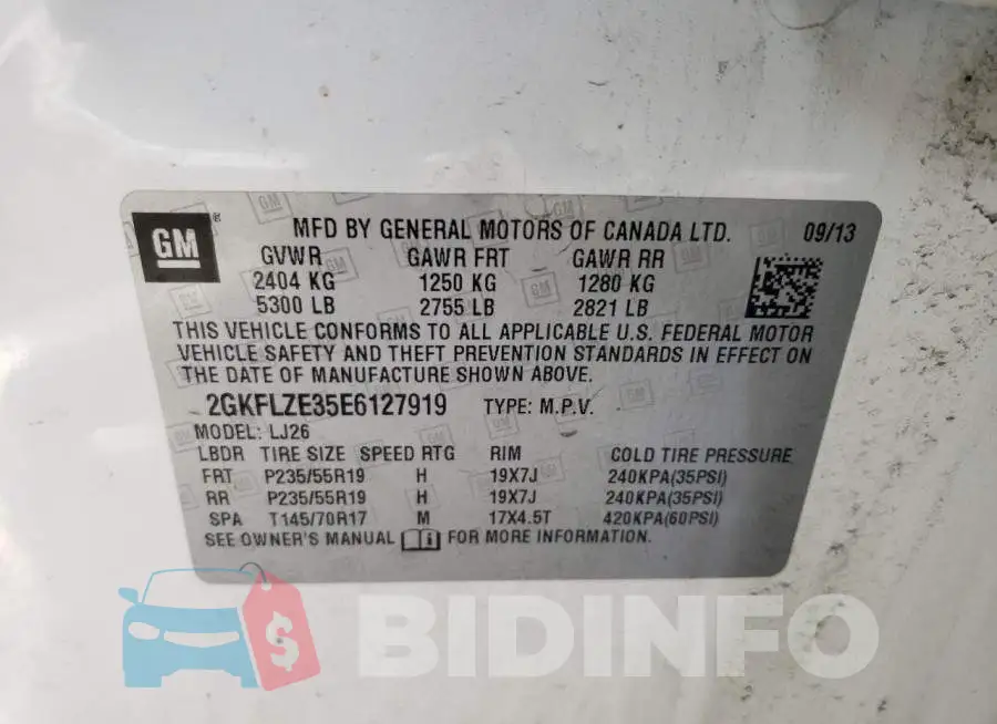 2GKFLZE35E6127919 Photo# 13