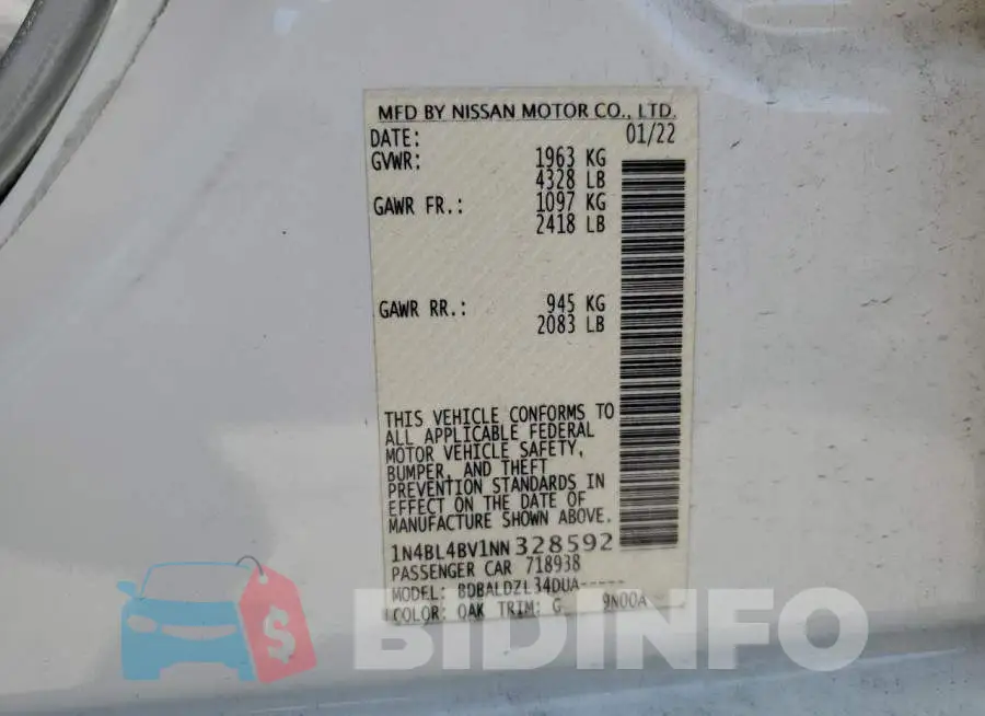 1N4BL4BV1NN328592 Photo# 12
