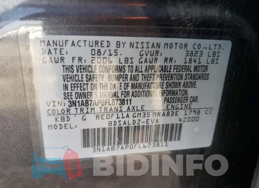 3N1AB7AP0FL673811 Photo# 12