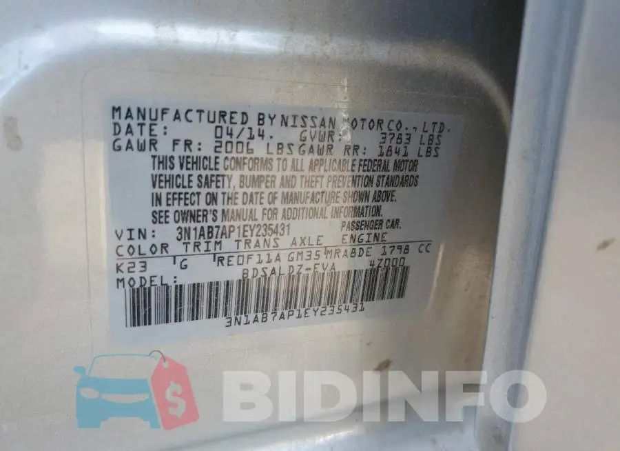 3N1AB7AP1EY235431 Photo# 12