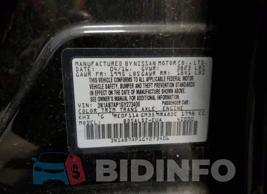 3N1AB7AP1GY273406 Photo# 12